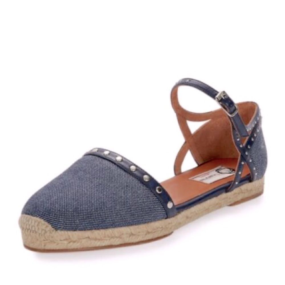 LANVIN Denim Espadrilles Mary Jane Sandals Size 37/7